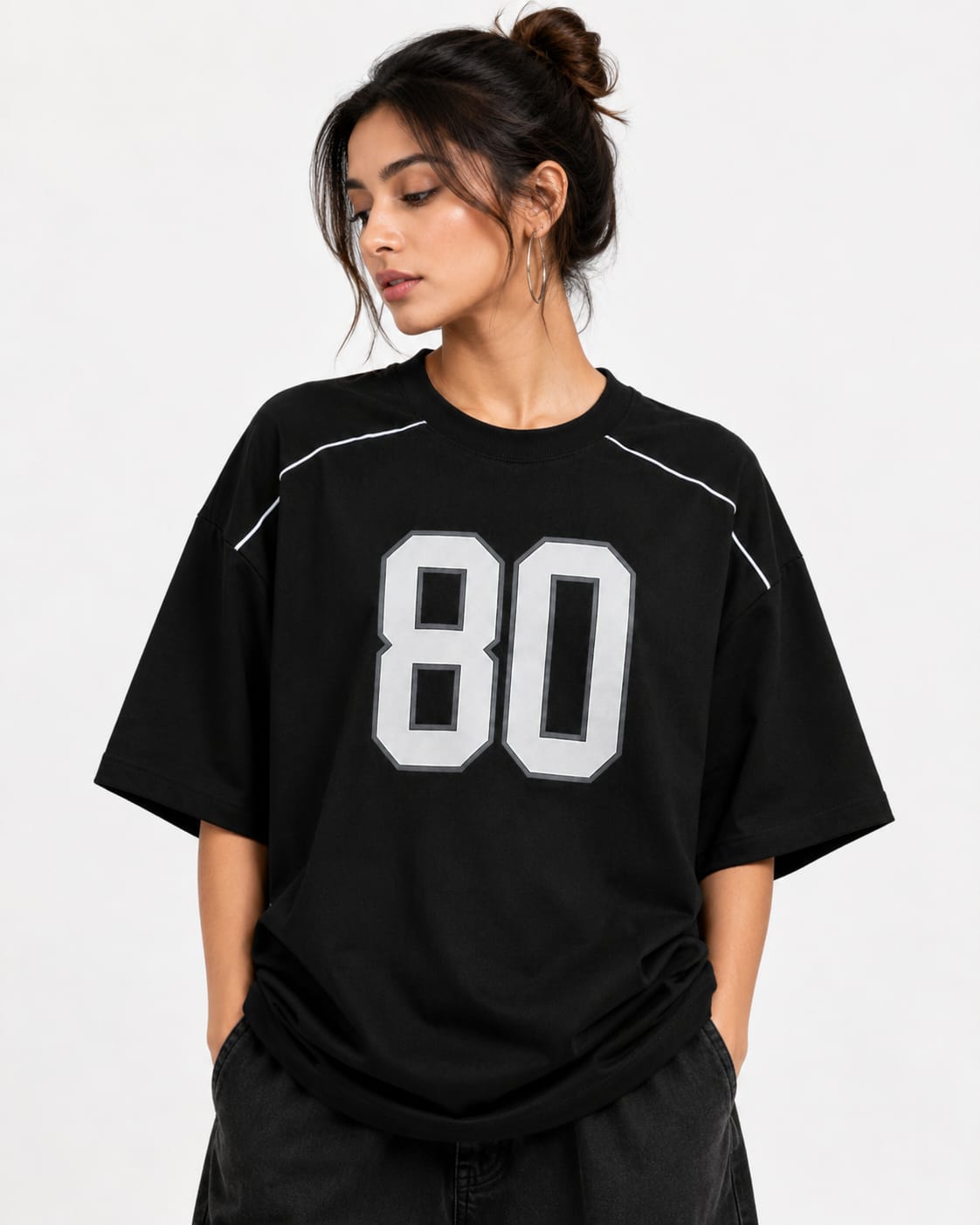 Grid 80 Oversized T-Shirt – Black