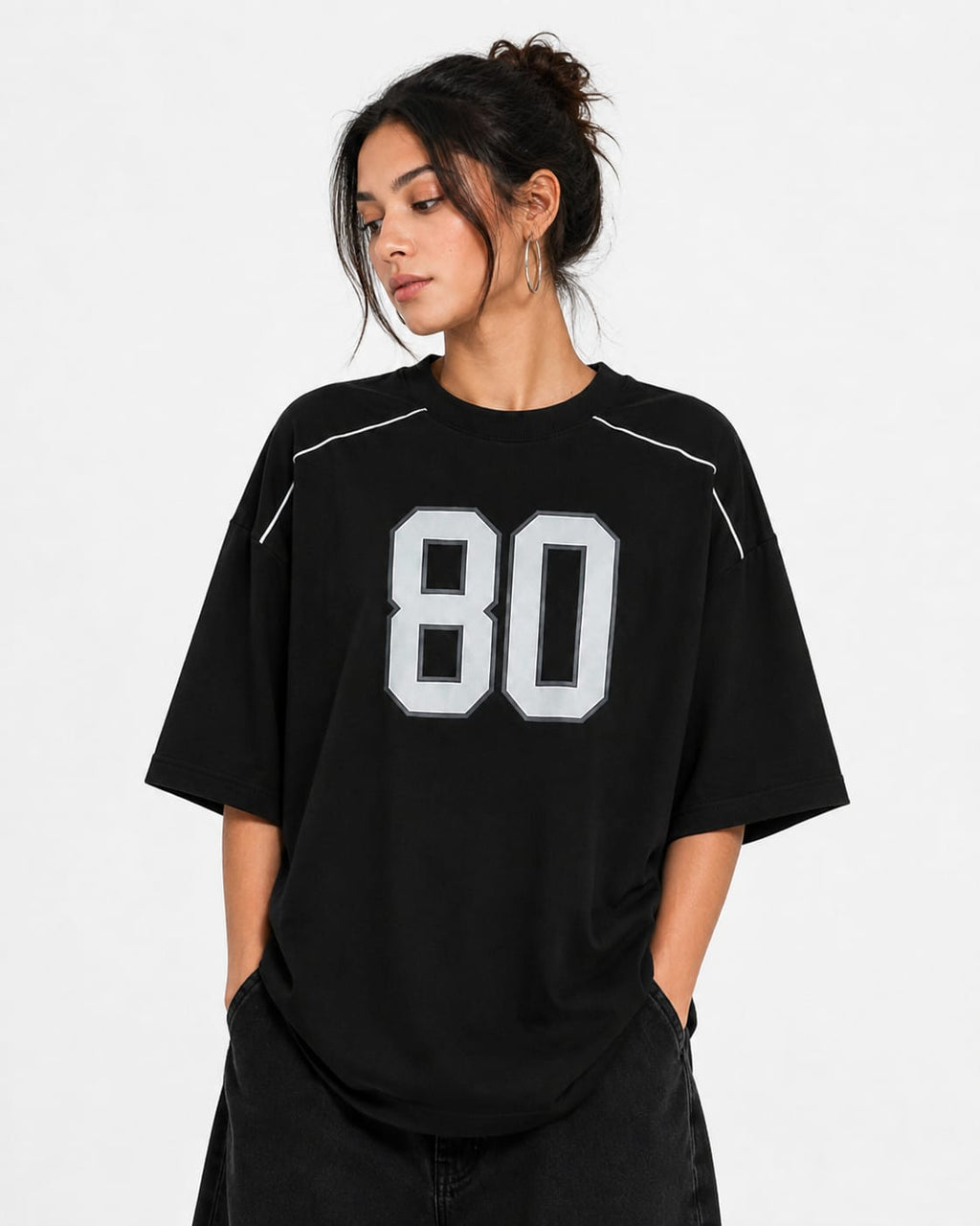 Grid 80 Oversized T-Shirt – Black