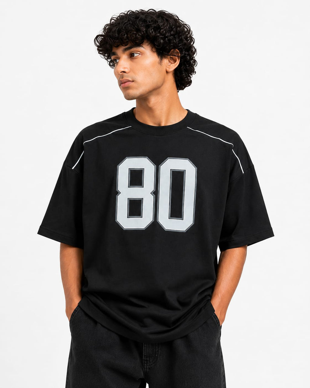 Grid 80 Oversized T-Shirt – Black