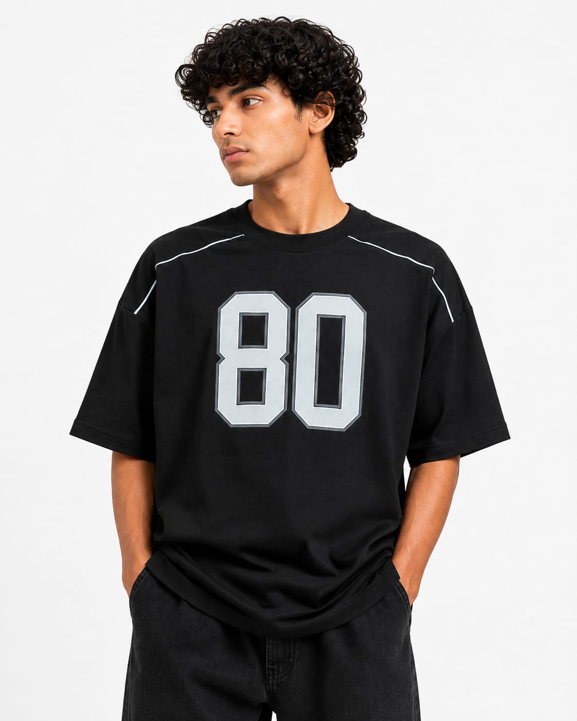 Grid 80 Oversized T-Shirt – Black