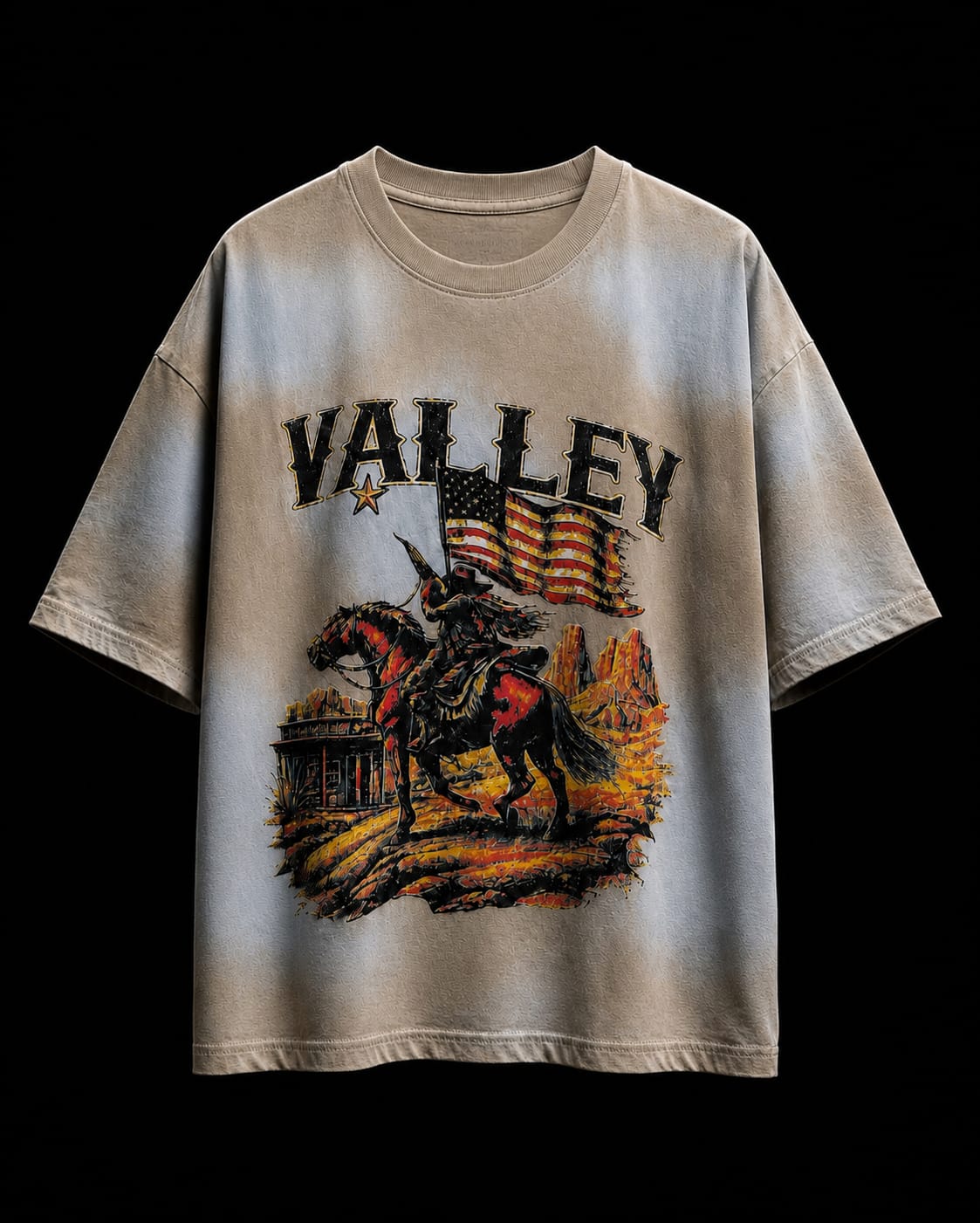 Frontier Rider Bio Wash Oversized T-Shirt – Vintage Cream