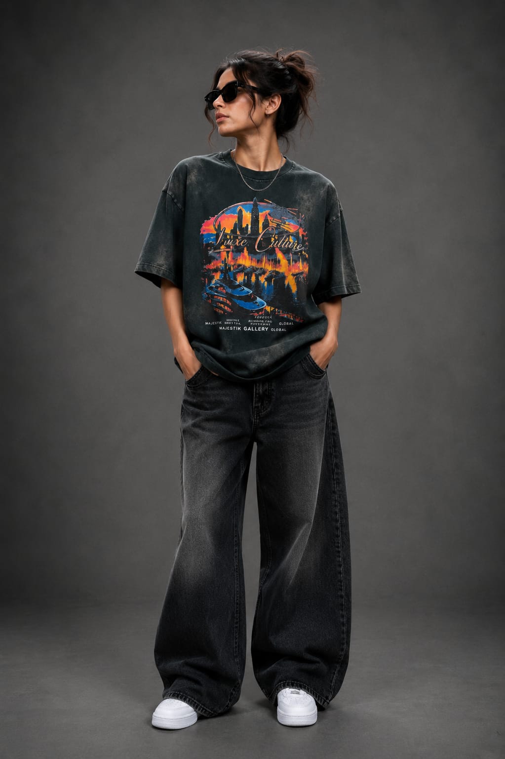 Majestic Gallery Bio Wash Oversized T-Shirt – Green