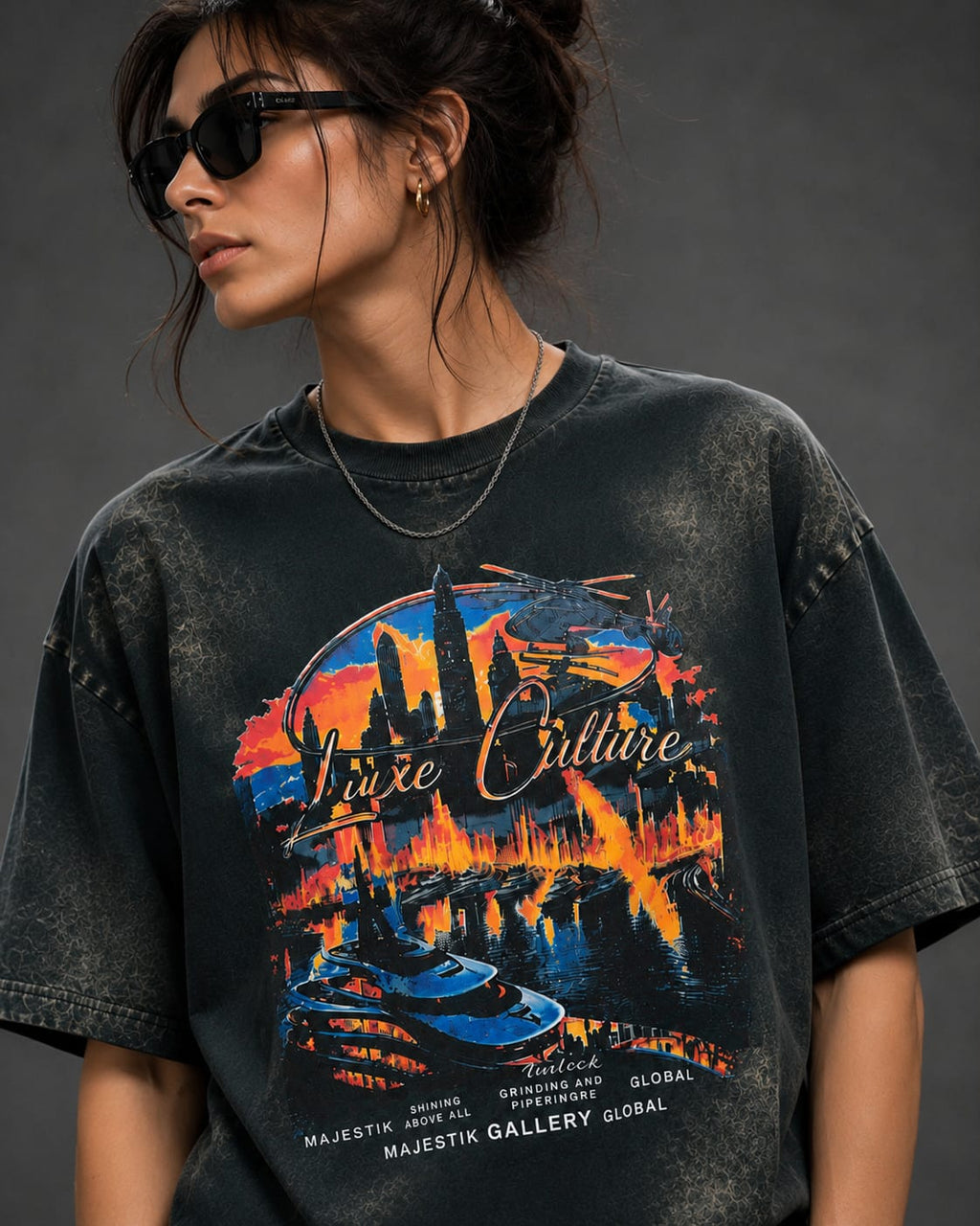 Majestic Gallery Bio Wash Oversized T-Shirt – Green