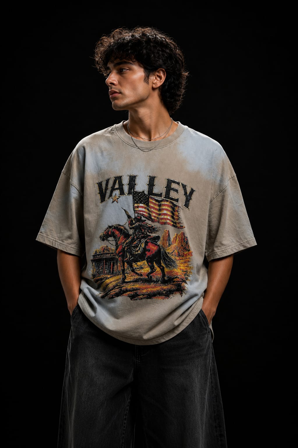 Frontier Rider Bio Wash Oversized T-Shirt – Vintage Cream