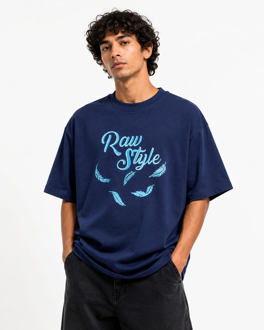 Celestial Wings Oversized T-Shirt – Navy Blue