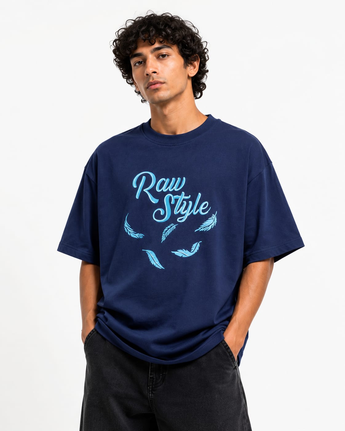 Celestial Wings Oversized T-Shirt – Navy Blue