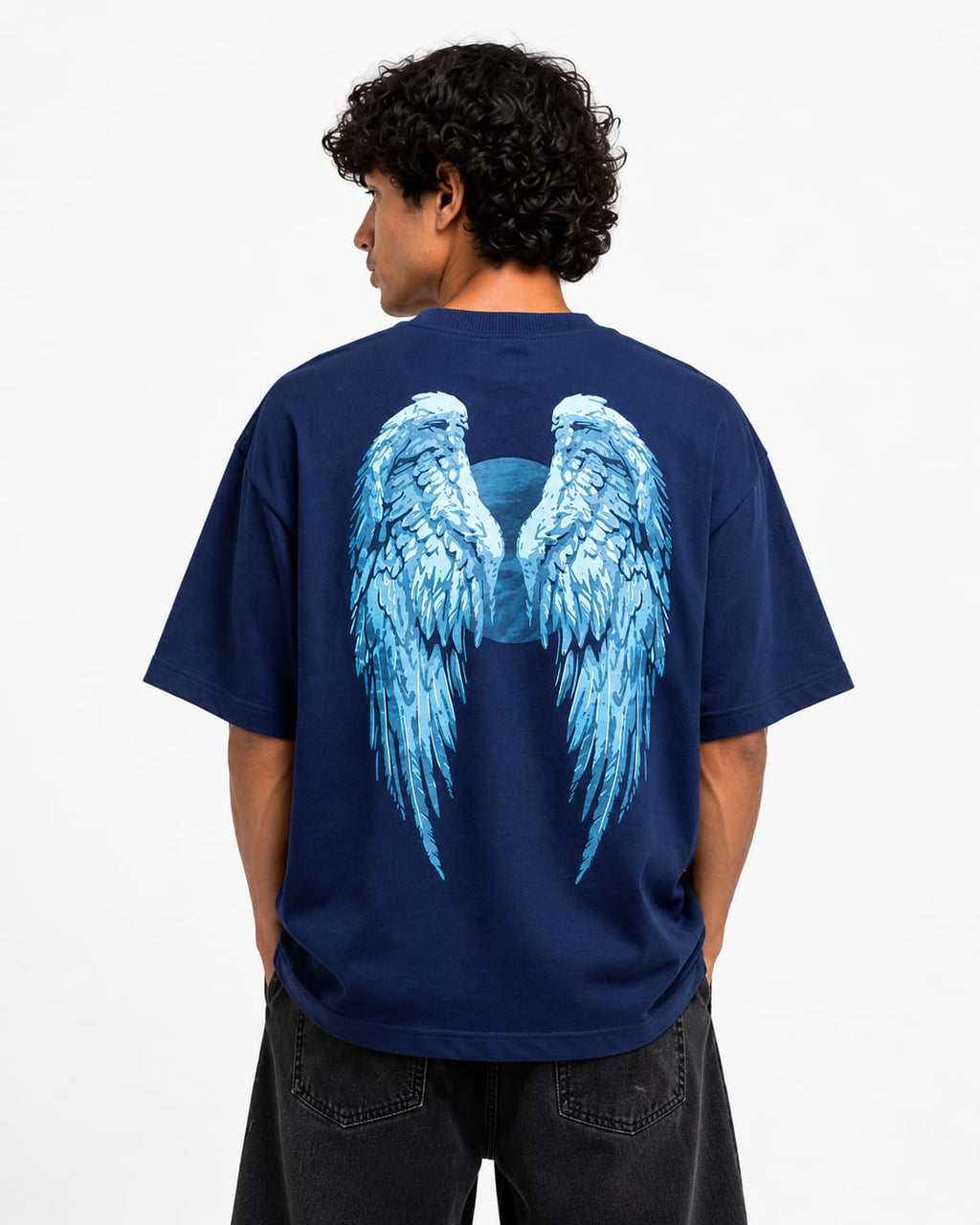 Celestial Wings Oversized T-Shirt – Navy Blue