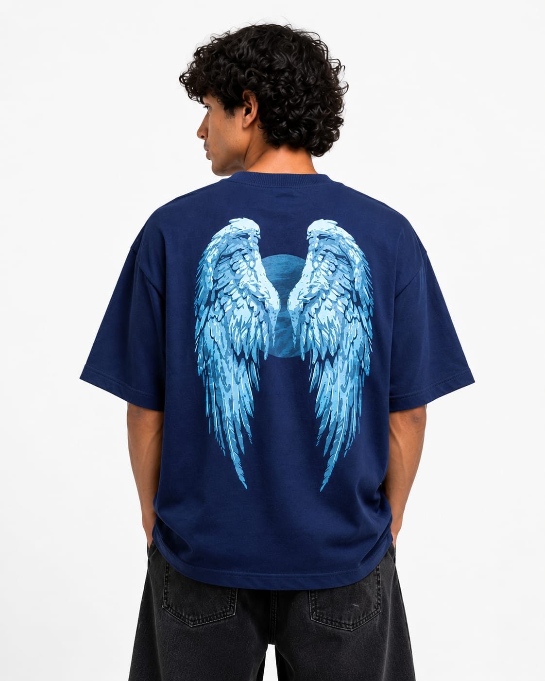 Celestial Wings Oversized T-Shirt – Navy Blue