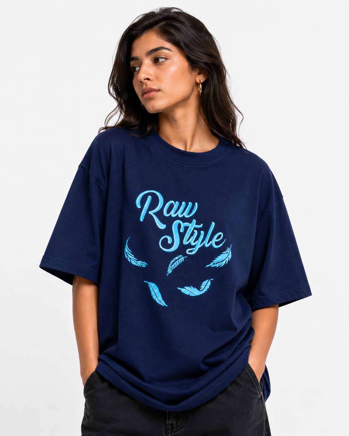 Celestial Wings Oversized T-Shirt – Navy Blue