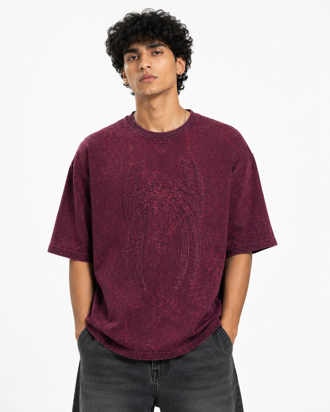 Spider Core  Oversized T-Shirt – Maroon
