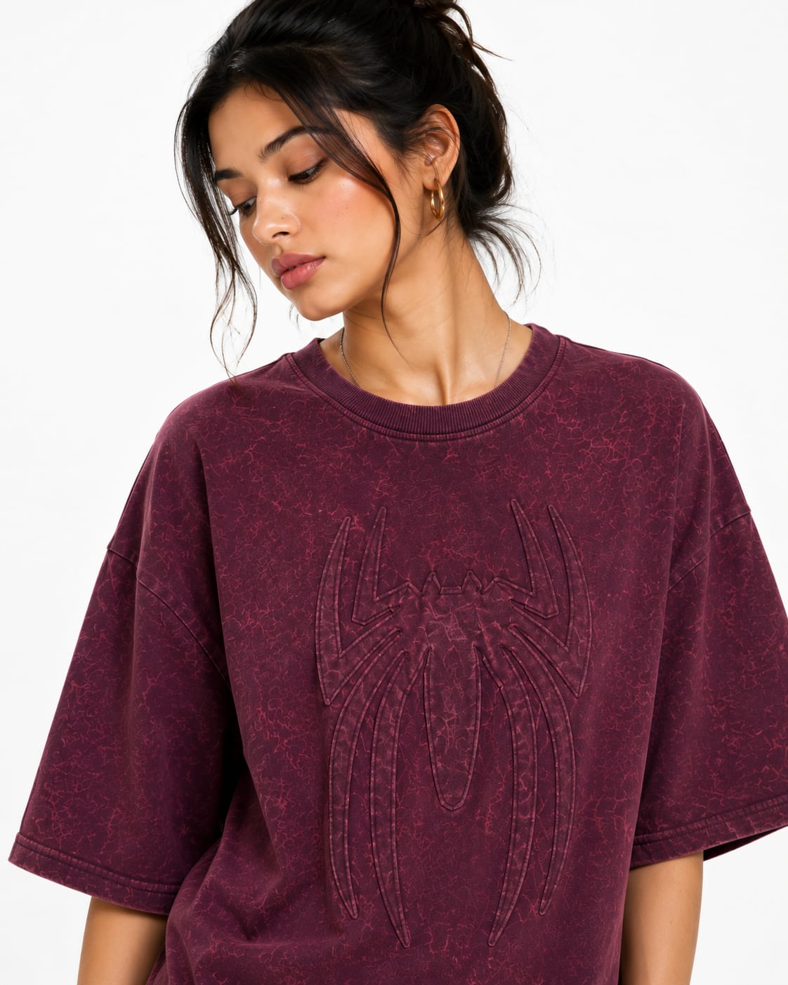 Spider Core Oversized T-Shirt – Maroon