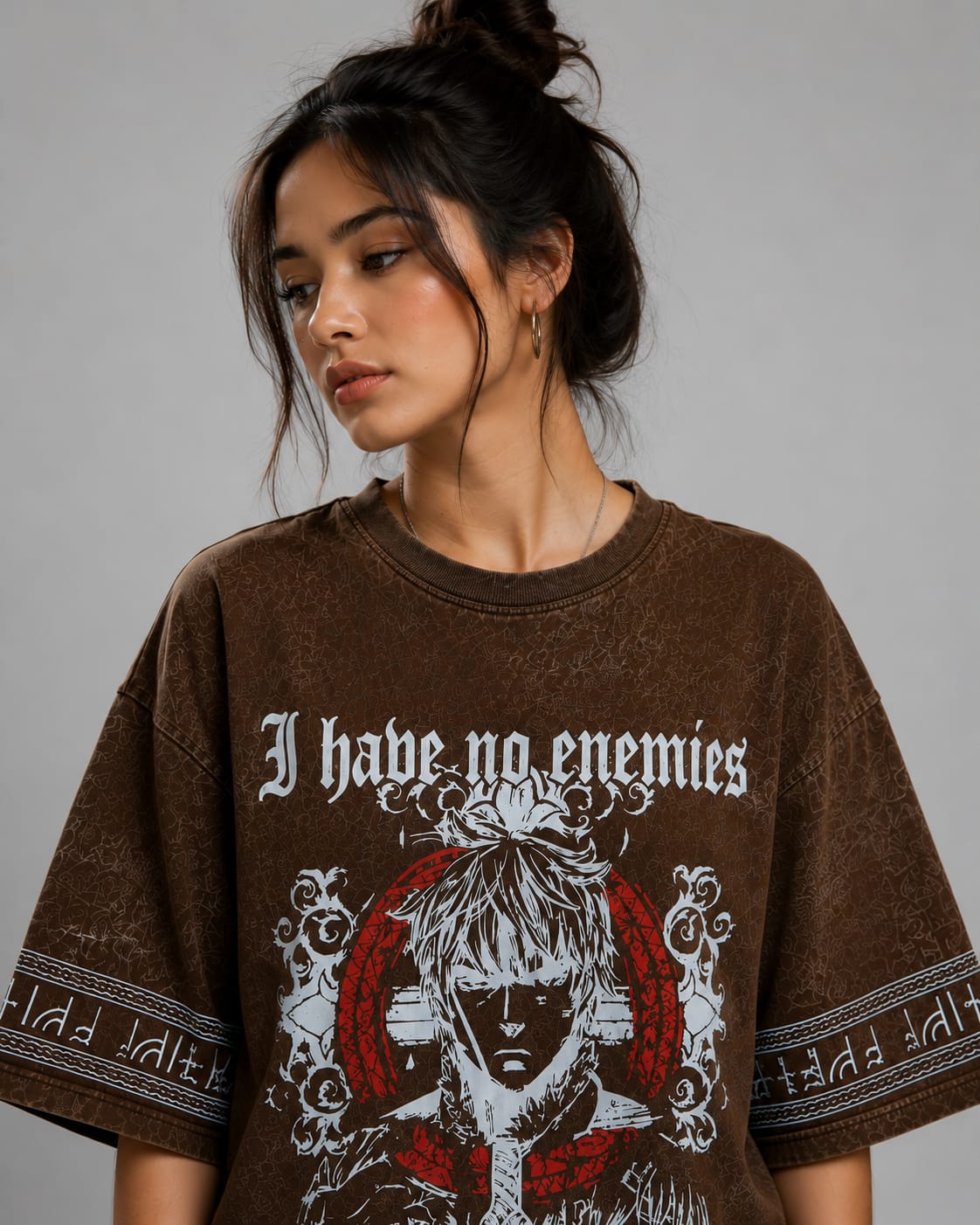No Enemie Oversized T-Shirt – Brown