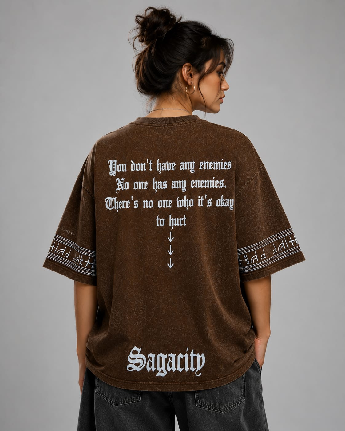 No Enemie Oversized T-Shirt – Brown