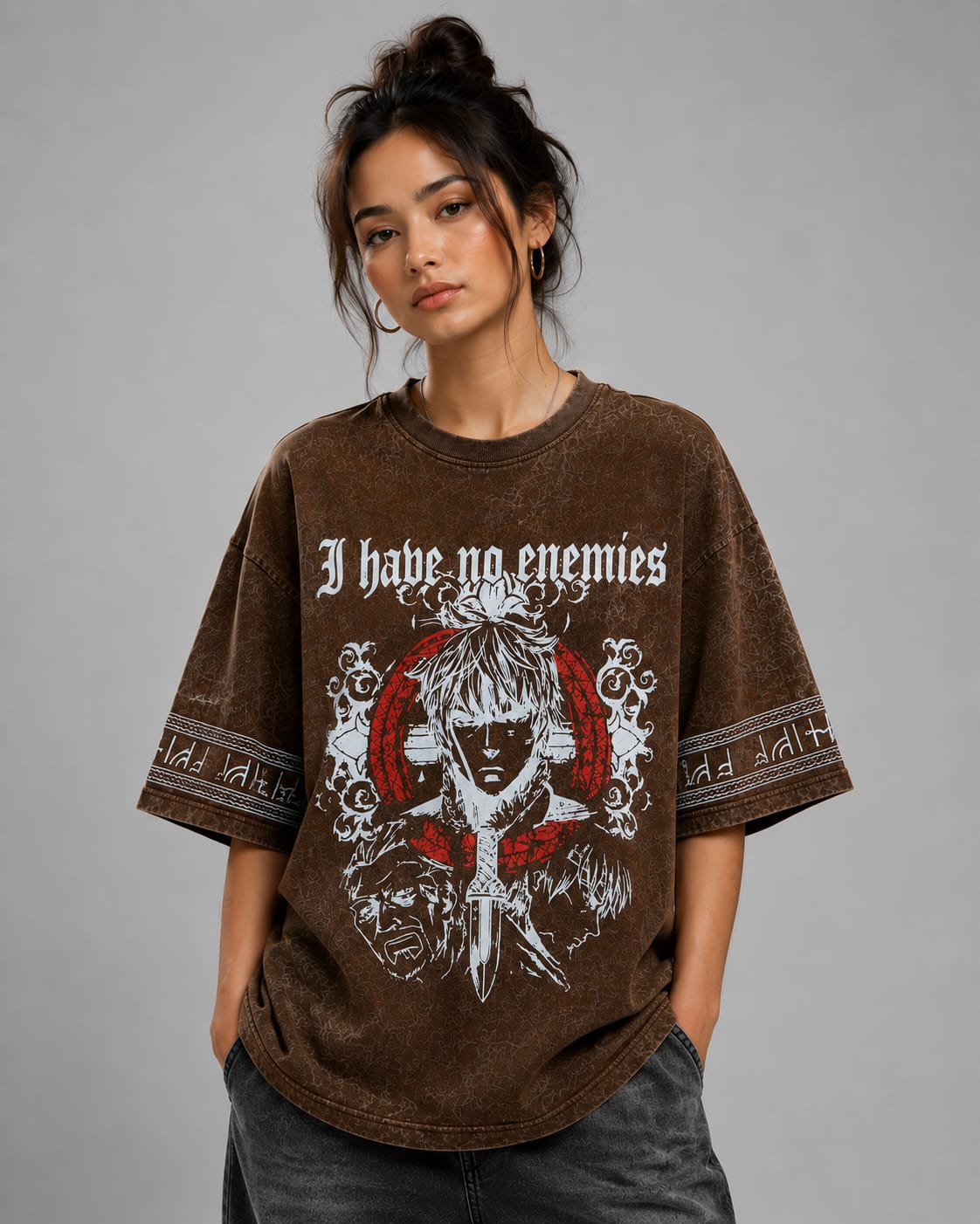 No Enemie Oversized T-Shirt – Brown