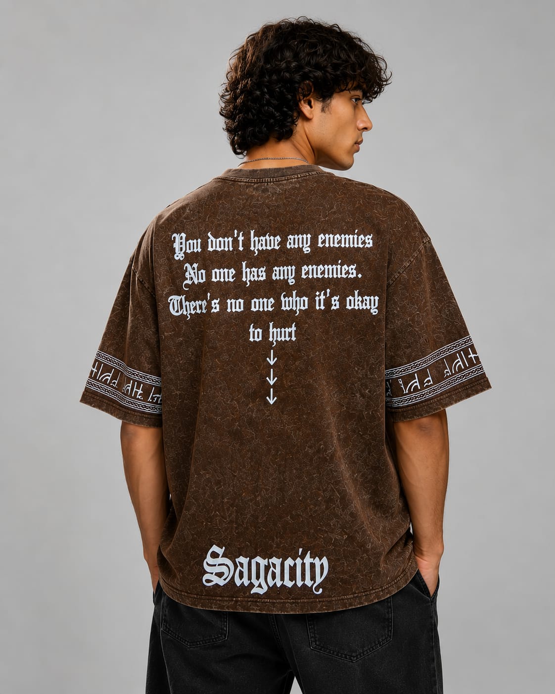 No Enemies Oversized T-Shirt – Brown