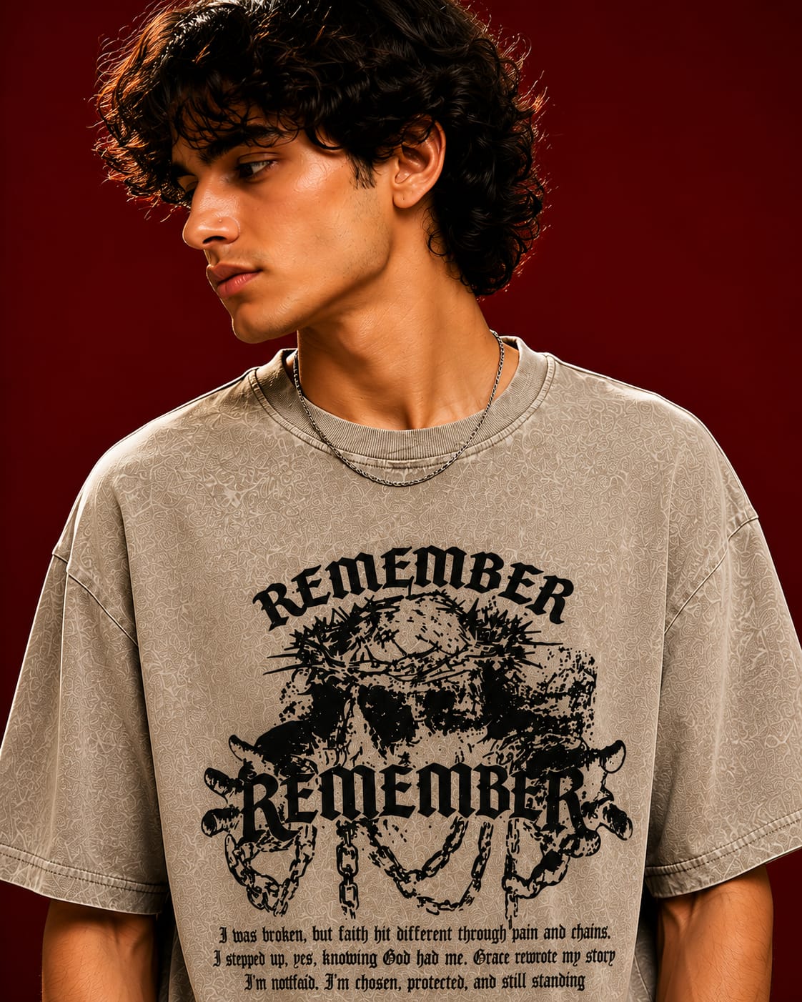 Faith Remember  Oversized T-Shirt – Beige