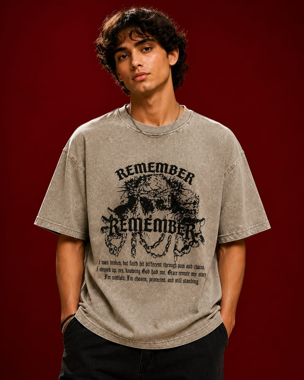 Faith Remember  Oversized T-Shirt – Beige
