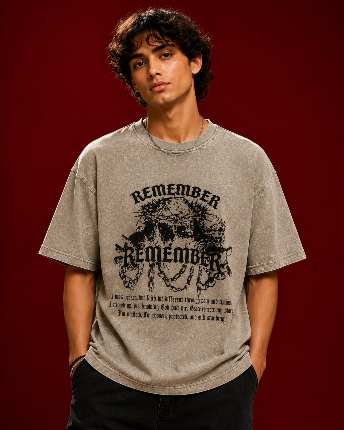 Faith Remember  Oversized T-Shirt – Beige